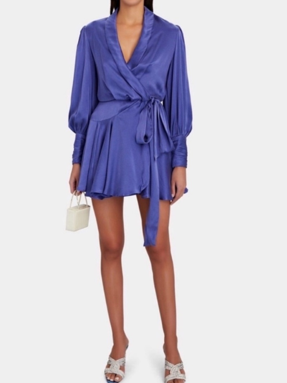 Zimmermann Blue-Violet Silk Wrap Mini Dress